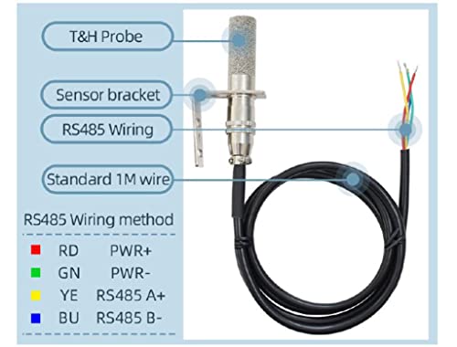 Taidacent RS485 Temperature and Humidity Transmitter Modbus RTU Moisture Monitoring Controller Probe with SHT30 Sensor PLC DCS (SHT30TYPE3) - style: SHT30 Metal Probe High Temperature Waterproof Temperature and Humidity