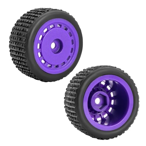 Pre-Mounted Pin Buggy Tires and Wheels Rims Hub Tires Set for 1/24 Losi Micro-B 1/28 Losi Micro-T Wltoys 244016 Upgrade Part (Purple Micro-B) - color: Purple Micro-b