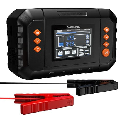 WAVLINK 35-Amp Smart Battery Charger, 6V/12V/24V Car Battery Charger | LCD Display, Lead-Acid/Lithium/LiFePO4 Compatible, Battery Maintainer & Desulfurizer for Cars, Boats, Motorcycles - color: 35-AMP