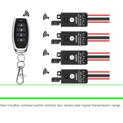 Mini Wireless Switch 12V,4 Way Remote Switch DC 5V/12V/24V/48/10A Relay. | with 328FT Long Range for Motor,LED Light,Water Pump,Track Lights,Car Led Light,Patio Lights,Fan. - size: 5V-48V 4way remote switch-10A Relay