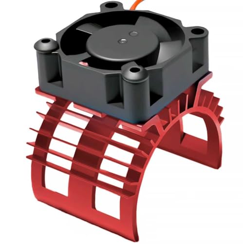 Alloy Heat Sink with 5V Cooling Fan for Traxxas Trx4 Slash ARRMA SCX10 and 1/10 RC Car - Compatible with 540, 550, 3650 Size Brushless Motor (Red) - style: Red