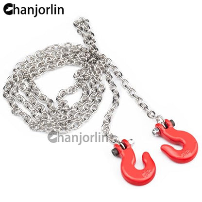 1/10 RC Crawler Car Mini Simulation Metal Trailer Chain with Tow Hook Accessories for 1:10 Scale Rock Crawler Truck Car Traxxas TRX4 SCX10 RXB10 Redat Axial RC4WD Tamiya TF2 Gen8 (Red) - color: Red