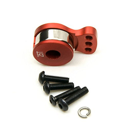 RC 25T Servo Saver Aluminum 3 Holes Adjustable Servo Horn 25T Adjustable Arm Compatible with Futaba Tamiya Servos 1/10 RC Car Crawler SCX10 Capra TRX4 TRX6 RC Boat Parts (Red-S) - color: Red-s