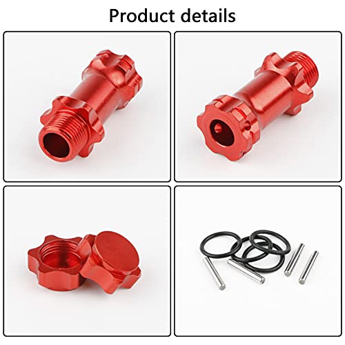 4pcs Aluminum 17mm Hex Adapter 30mm Extension Wheel Hub Drive Offset Width Extender with Anti-dust Cap Nuts for 1/8 RC On Road Car Off Road Truggy Truck Buggy Crawler, Red - color: Red