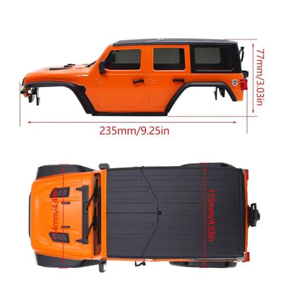 RC Spare Part Compatible with TRX4M for Bronco for Defender for Wrangler for Chassis Wheelbase Hardtop Body Kit with Front Rear Bumpers 1/18 RC Crawler(Orange) - size: Orange