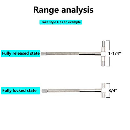 Beslands 6 Pc Telescoping Gage Set, 5/16" - 6" Range, T-Bore Hole Gauges w/Pouch, High Precision Telescopic Bore Gauge T-Gage Set (5/16" to 6") - size: T-Gauges 5/16" to 6"