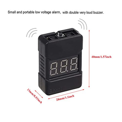 3 Pack BX100 RC 1-8S Low Voltage Buzzer,Sound Alarm Warning Checker,Lipo Battery Tester with LED Indicator for Lipo/Li-ion/LiMn