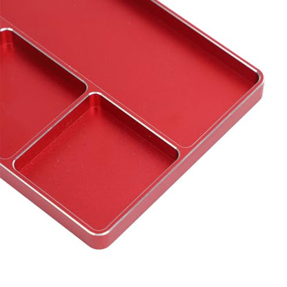 Aluminum Alloy RC Screw Tray, Magnetic Screw Holder Plate with 4 Grids for RC Car Helicopter Airplane Boat Repair Tools (Red) - color: Red