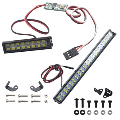 16LEDs RC Crawler Car LED Light Bar Roof Lamp Simulation Spotlight Kit 5-8.4V & 5.9" Metal RC Car Roof Light Bar Double Row 40 LED Light Lamp