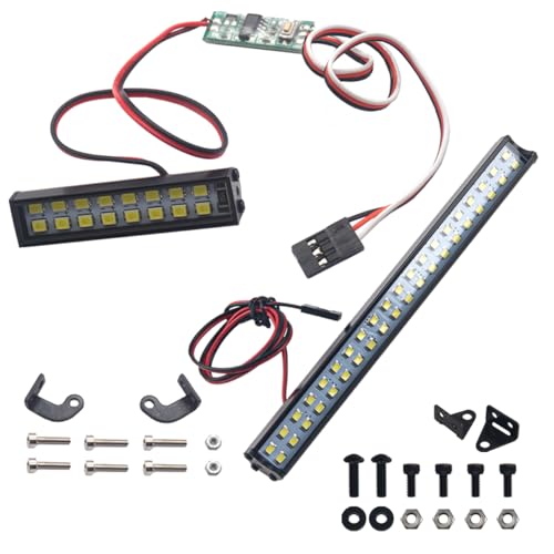 16LEDs RC Crawler Car LED Light Bar Roof Lamp Simulation Spotlight Kit 5-8.4V & 5.9" Metal RC Car Roof Light Bar Double Row 40 LED Light Lamp