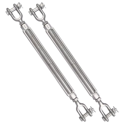 5/8 x 12 Inch Turnbuckle, Forged Galvanized Steel Jaw and Jaw Turnbuckles for Cable Rail Rigging Rope Chain, 3,500 lbs Working Load Limit, 2PCS (5/8" X 12") - size: 5/8" X 12"
