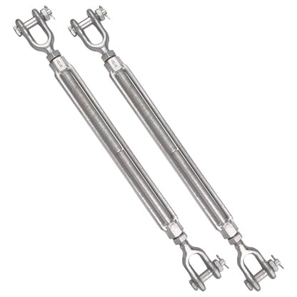 5/8 x 12 Inch Turnbuckle, Forged Galvanized Steel Jaw and Jaw Turnbuckles for Cable Rail Rigging Rope Chain, 3,500 lbs Working Load Limit, 2PCS (5/8" X 12") - size: 5/8" X 12"
