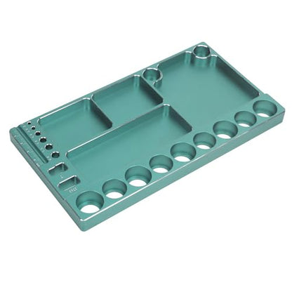 RiToEasysports RC Screwdriver Tool Storage Rack Magnetic Screw Tray Aluminum Alloy with 4pcs Magnetic Pads for RC Cars Airplanes Helicopters Repair (Green) - color: Green
