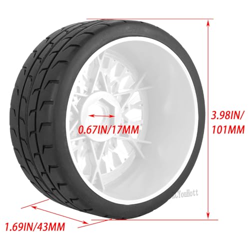 RC (4PCS) Wheels and Tires for 1/8 Typhon 6s BLX,1/7 Infraction 6S BLX/Limitless,RC Highway Truck Tires,Plastic Wheel with Foam Inserts,White - color: White- (Wheel Tires)