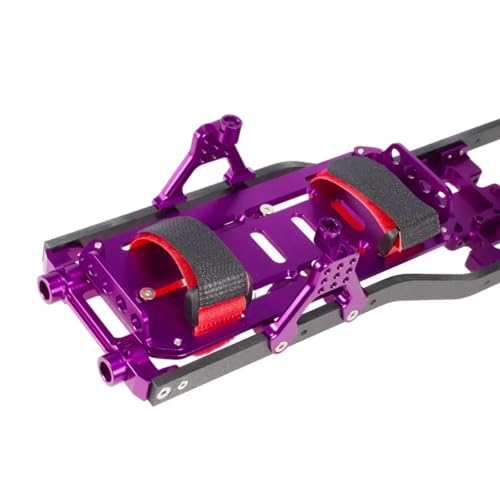 RC car Components Compatible with SCX10 1/10 RC Crawler Car Parts Carbon Fiber Pattern Rails Brace Skid Plate Adjustable Shock Mount Box Battery Tray(Purple) - color: Purple