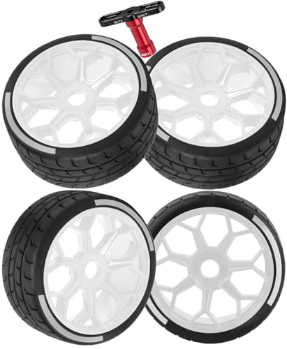 RC Highway Tires Wheel for 1/8 Typhon 6s BLX,1/7 Infraction 6S BLX,Limitless,4PCS RC Drift Tires Rubber RC Highway Wheel,White - color: White - (Highway Tires)