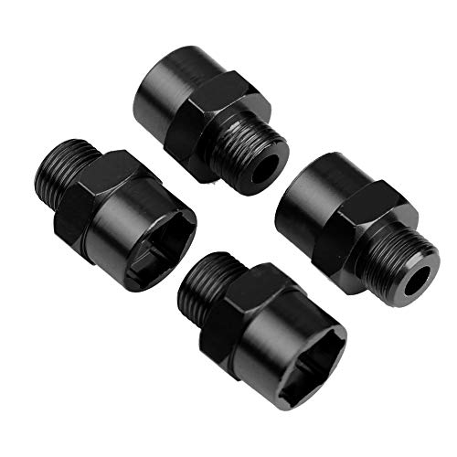 Hobbypark 4-Pack Aluminum Alloy 12mm to 17mm Wheel Hex Hubs Adapter Extension Conversion Nuts for 1/10 RC Car Upgrade 1/8 Tires (Black) - color: Black