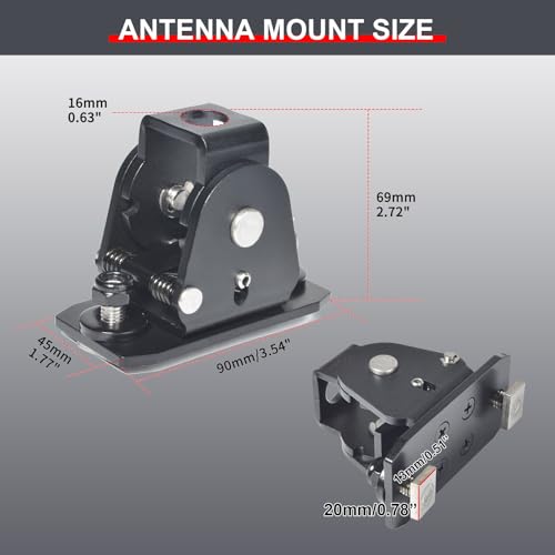 Roof Rack Foldable Antenna Mount Kit – Compatible with Crossbars & Platforms with 5 Meters RG58 Cable, 180°Adjustable Bracket for Antennas, Flags, LED Lights | Easy-Install Channel Mount System