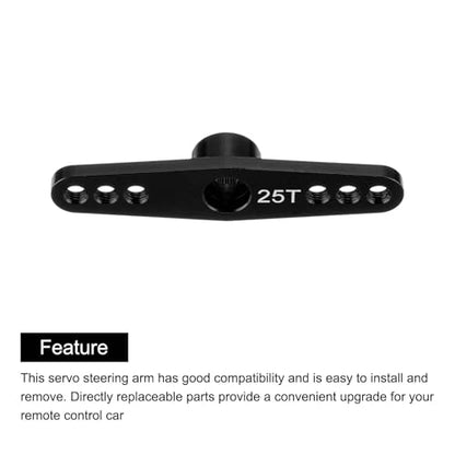 MECCANIXITY 5 Pcs Aluminum Servo Horn 25T 25 Teeth Servo Horn Steering Double Arms 47mm Length Black for DIY RC Car/Boat/Airplanes Boat Model - color: Black