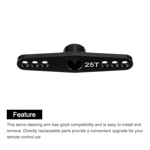 MECCANIXITY 5 Pcs Aluminum Servo Horn 25T 25 Teeth Servo Horn Steering Double Arms 47mm Length Black for DIY RC Car/Boat/Airplanes Boat Model - color: Black