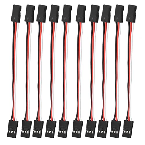 10PCS 3 Pin Servo Extension Cable Futaba JR RC Car Helicopter Aircraft Brass Core Connector Wire (100mm Female to Female) - size: 100mm female to female