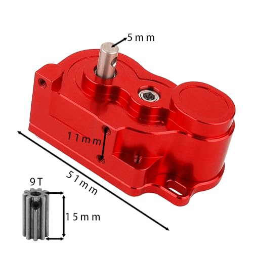 Ultra Light LCG Metal Transmission Low Speed Gearbox with Motor Gear for 1/10 RC Crawler SCX10 TRX4 TRX-4 RC4WD Capra Upgrade Part (red) - color: red
