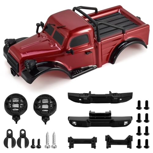 RC Truck Pickup Body Shell for 1/18 RC Crawler Car TRX4M Defender Bronco (Red) - color: Red