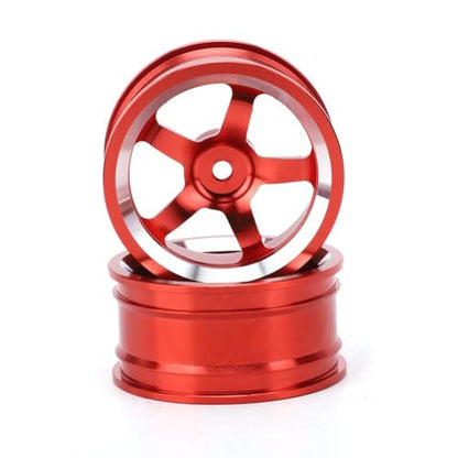 HERCHR RC Wheel Hub, 4Pcs Aluminum Alloy Wheel Rim Hub Accessory Parts for HSP94123 1/10 RC Drift Crawler Car - color: Red