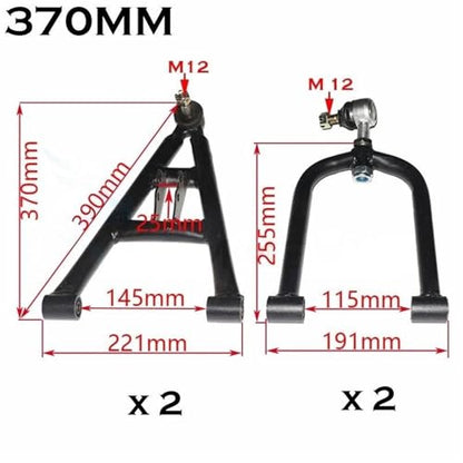 350-370mm Front A Arm for 150-250cc ATV Go Kart Buggy Quad | Front A Arm 350-370mm | For 150-250cc ATV Go Kart | Buggy Quad Suspension Control Arm Set(370mm) - size: 370mm