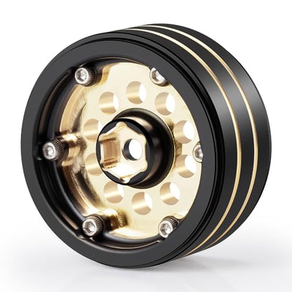Brass 1.3" RC Beadlock Wheel Rims for 1/18 TRX4M 1/24 AXIAL SCX24 | 4pcs/228g Heavy Weight RC Crawler Car Upgrade Parts - color: Black