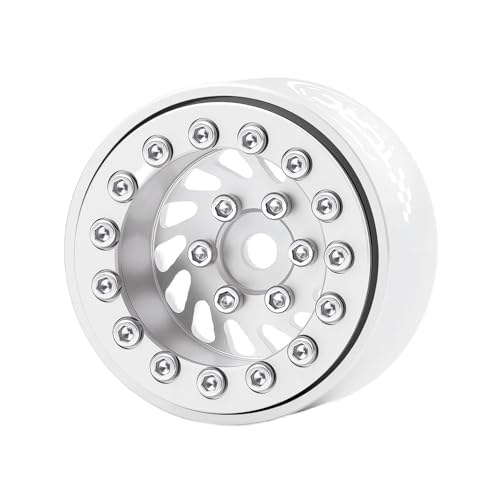 4PCS Aluminum Whirlwind-Design Deep Dish 1.0 Inch Beadlock Wheels Hubs for Axial SCX24 TRX4M FCX24 Redcat Ascent-18 HPI Venture18 Upgrades,Silver - color: Silver