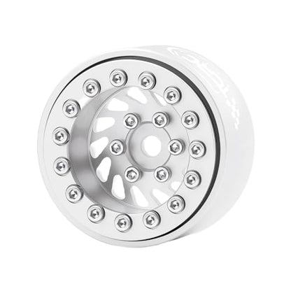 4PCS Aluminum Whirlwind-Design Deep Dish 1.0 Inch Beadlock Wheels Hubs for Axial SCX24 TRX4M FCX24 Redcat Ascent-18 HPI Venture18 Upgrades,Silver - color: Silver