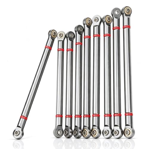 RC Link Rods, 8Pcs Aluminium Alloy Rod Links Linkage Chassis 313mm Wheelbase for Axial SCX10 1/10 Scale RC Crawler Car Steering Linkage Upper & Lower Upgrade Parts(Ti) - color: Ti