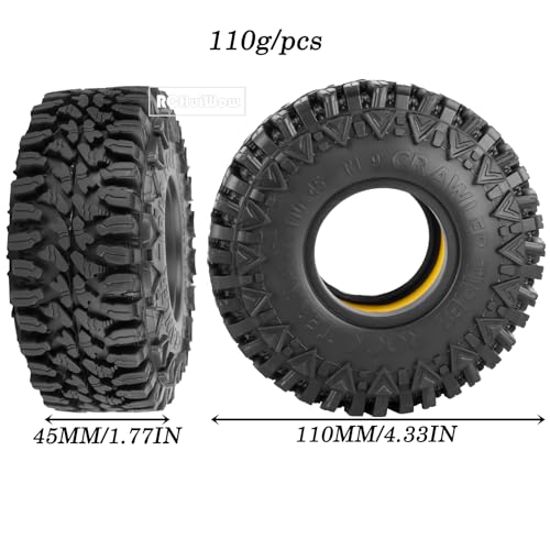 1.9 Inch RC Crawler Tires Skins Soft Rubber Off-Road Tyres for 1/10 TRX4 TRX6 SCX10 90046 AX103007 D90 Gen7 MST VS4-10,RCHuiWow High Grip Mud Terrain Tyres,Styled - style: StyleD(4pcs)