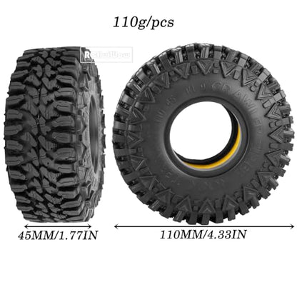1.9 Inch RC Crawler Tires Skins Soft Rubber Off-Road Tyres for 1/10 TRX4 TRX6 SCX10 90046 AX103007 D90 Gen7 MST VS4-10,RCHuiWow High Grip Mud Terrain Tyres,Styled - style: StyleD(4pcs)