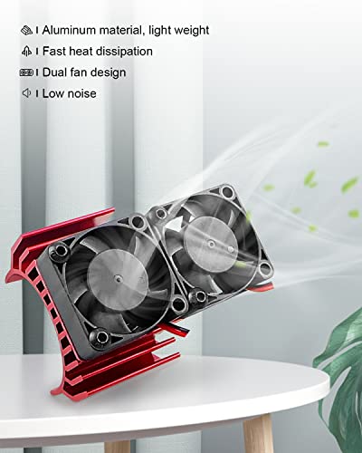 VXL-3s ESC Cooling Fan and Motor Dual Fan, Compatible with Traxxas Slash 4×4 VXL/Rustler 4X4 VXL/Stampede 4X4 VXL/Hoss 4×4 VXL/Velineon VXL 3s Cooling Fan, Red - color: Red