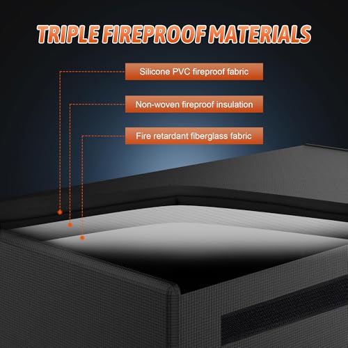 E-Bike Fireproof Battery Safe Bag Explosionproof Waterpprof - Large Capacity Fireproof Lipo Pouch with Double Zipper for Lithium ion EBike Battery Charging & Storage (19.29*4.33*7.09 in) - size: 19.29×4.33×7.09 in