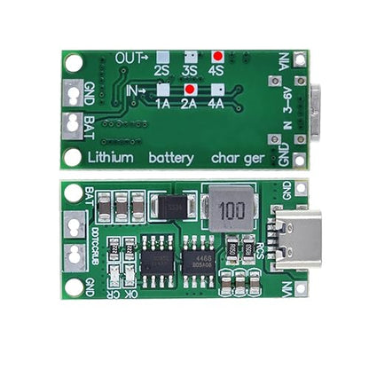 HiLetgo 2pcs Multi-Cell 2S 3S 4S USB-C to 8.4V 12.6V 16.8V (4S 2A) Step-Up Boost LiPo Polymer Li-Ion Charger Board 7.4V 11.1V 14.8V 18650 Lithium Battery Boost Module Type-C - style: 4S 2A