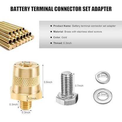 2 PCS Battery Terminal Connectors Set, Auto Battery Post Terminals Adapters (+/-) with Bolts, M8 Top Side Thread Terminal Charging Posts Extender Adapter, Car Accessories