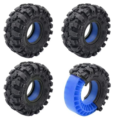 1.0" 57 * 25mm Muddy Swamp Tires & Silicone Rubber Inserts Combo(Blue) | Super Large Soft 1.0 Inch Tire,Blue Silicone Rubber Inserts, for TRX4M SCX24 1/18 1/24 RC Crawler Car Upgrade,Strong Grip - color: With Blue Sillicon Insert