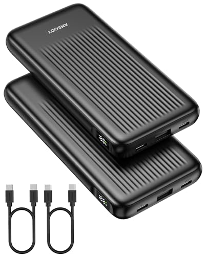 2-Pack Power Bank, 10000mAh 22.5W Fast Charging Portable Charger | Travel Essential, 2 Outputs & 2 Inputs, Slim USB C Digital Display Battery Pack for iPhone Galaxy iPad Tablets, Black & Black - color: Black & Black