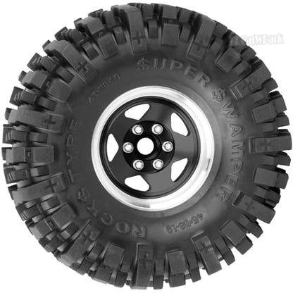 4PCS RC 1.9 in Wheel Tires for 1/10 TRX4 TRX6 SCX10 SCX10 II 90046 SCX10 III AXI03007 Gen7/8 D90 VS4-10 RC Crawler Car,BRCatWPark Alloy 1.9 Beadlock Wheel and Rubber Tires w/Sponge,Black - color: Black - (Tires)