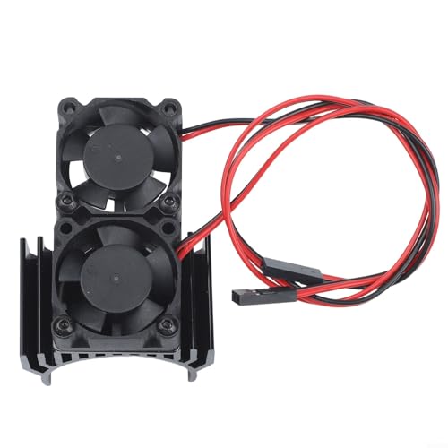Aluminum RC Motor Heat Sink with Dual 30mm Cooling Fans 1: 10 Cars Compatible Having 540 550 Brushed 3650 3660 Brushless Motors Red(Red) - color: Red