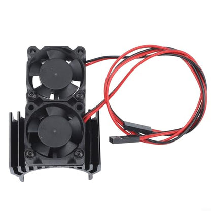 Aluminum RC Motor Heat Sink with Dual 30mm Cooling Fans 1: 10 Cars Compatible Having 540 550 Brushed 3650 3660 Brushless Motors Red(Red) - color: Red