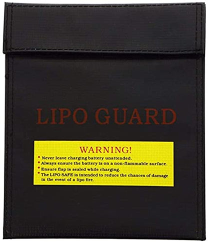 Jumbo Fire Resistant Lipo Battery Bag for Safe Charging & Storage (Black, 30 × 23cm)