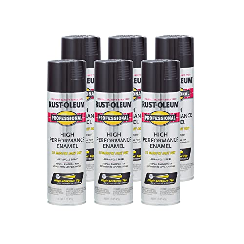 Rust-Oleum Professional High Performance Gloss Black Spray Paint | Rust Prevention, Corrosion Resistant Coating, Industrial Maintenance, Any Angle Spray, Metal Equipment Protection, 15 oz - color: Gloss Black, size: 15 Ounce (Pack of 6)