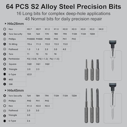 STREBITO Mini Electric Screwdriver Set, 70 in 1 Small Electric Screwdriver - 64 S2 Preicison Bits, 5 Torque Settings, 4 LED Lights, Mini Power Screwdriver Repair Tool Kit for PC Electronic (Standard) - style: Standard