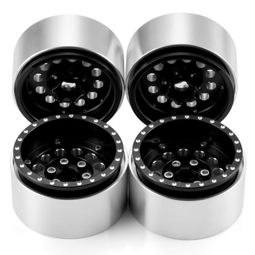 RCLIONS 4PCS Aluminum 1.9" Beadlock Wheels Deep Dish Rims | Upgrades for Axial SCX10 I II III TRX4 GEN7 GEN8 1/10 RC Crawler Truck Car - color: Black