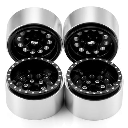 4PCS Aluminum 1.9" Beadlock Wheels Deep Dish Rims | Upgrades for Axial SCX10 I II III TRX4 GEN7 GEN8 1/10 RC Crawler Truck Car - color: Black