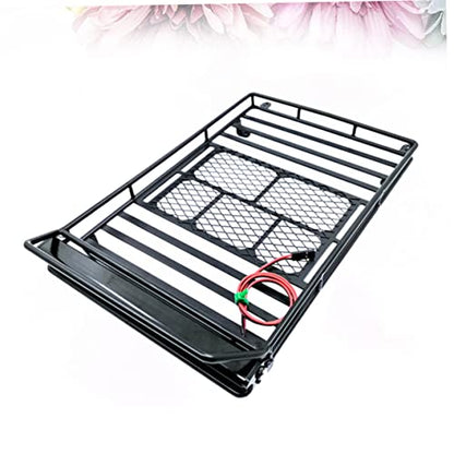 Mobestech Car Roof Luggage Holder Rack Led Light for Crawler Storage Shelf for Outdoor Adventures and Simulation Accessories